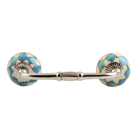 Turquoise and Yellow Ceramic Bridge Handle